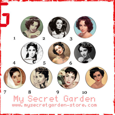 Elizabeth Taylor - Portrait  Pinback Button Badge Set 1a or 1b ( or Hair Ties / 4.4 cm Badge / Magnet / Keychain Set )